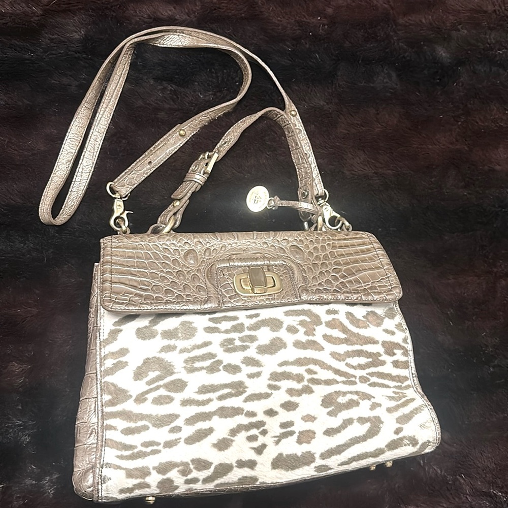 BRAHMIN Trista haze leopard luxe tote/shoulder bag